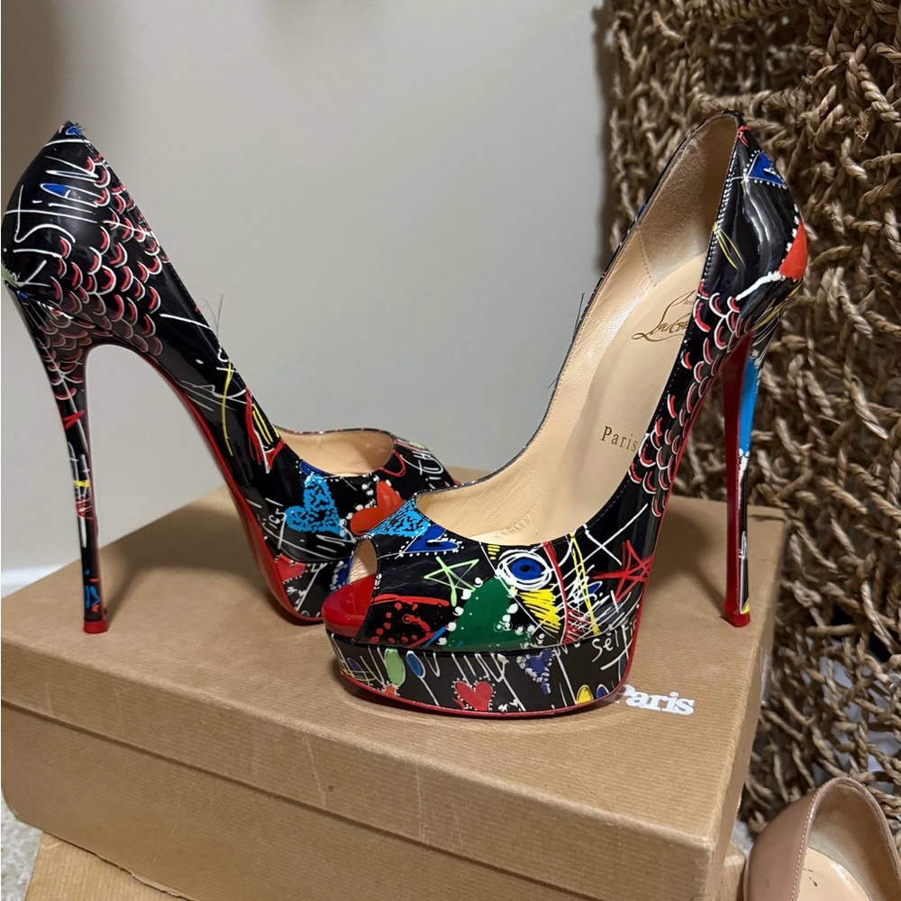 Christian Louboutin Artistic Black and Red Heels